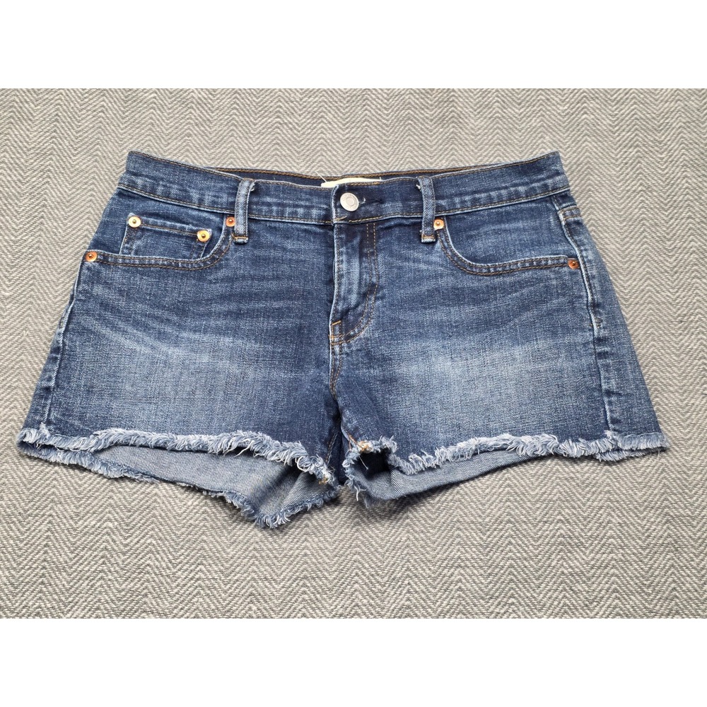Gap 1969 Womens Denim Shorts Size 26‎ Dark Wash Frayed Raw Hem 3 Inch Inseam